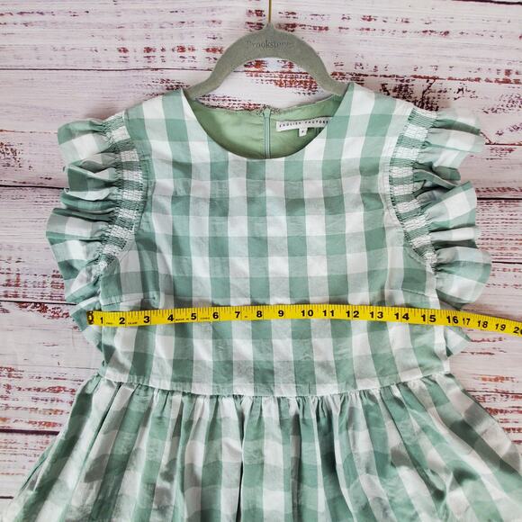 English Factory Cottagecore Dress S GreenWhite Check Ruffle Tiered Peasant - Picture 11 of 14